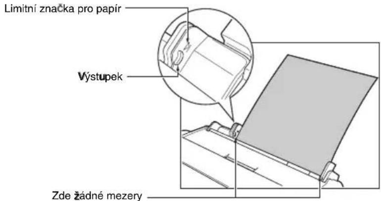 Limitní značka pro papír Výstupek Zde žádné mezery