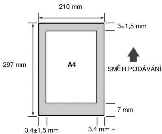 210 mm 3±1,5 mm 297 mm A4 SMĚR PODÁVÁNÍ 7 mm 3,4±1,5 mm 3,4 mm ~