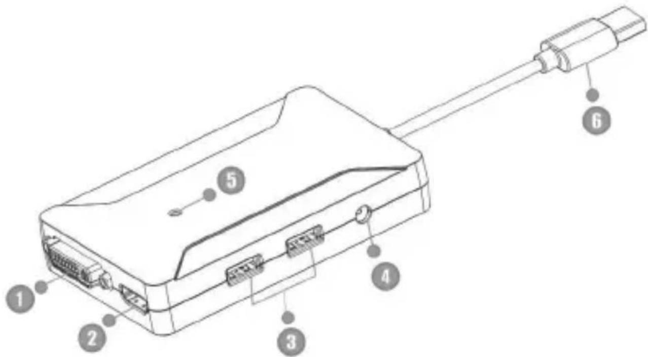 Technical diagram of an electronic device with numbered components for identification