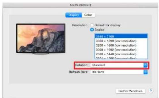 ASUS PB287Q Display Color Resolution: Default for display Scaled 1540 x 2160 3200 x 1890 (low resolution) 3200 x 1800 (low resolution) 3008 x 1692 (low resolution) 2560 x 1440 (low resolution) 3200 x 1296 (low resolution) Relation: Standard Refresh Rate: 30 Hertz Gather Windows
