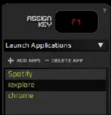 ASSIGN KEY F1 Launch Applications + ADD APPS - DELETE APP Spotify iexplore chrome