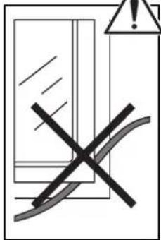 Warning symbol with crossed black lines and exclamation mark, indicating incorrect safety or hazard