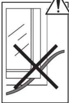 Warning symbol with crossed black lines and warning triangle, indicating incorrect safety or hazard