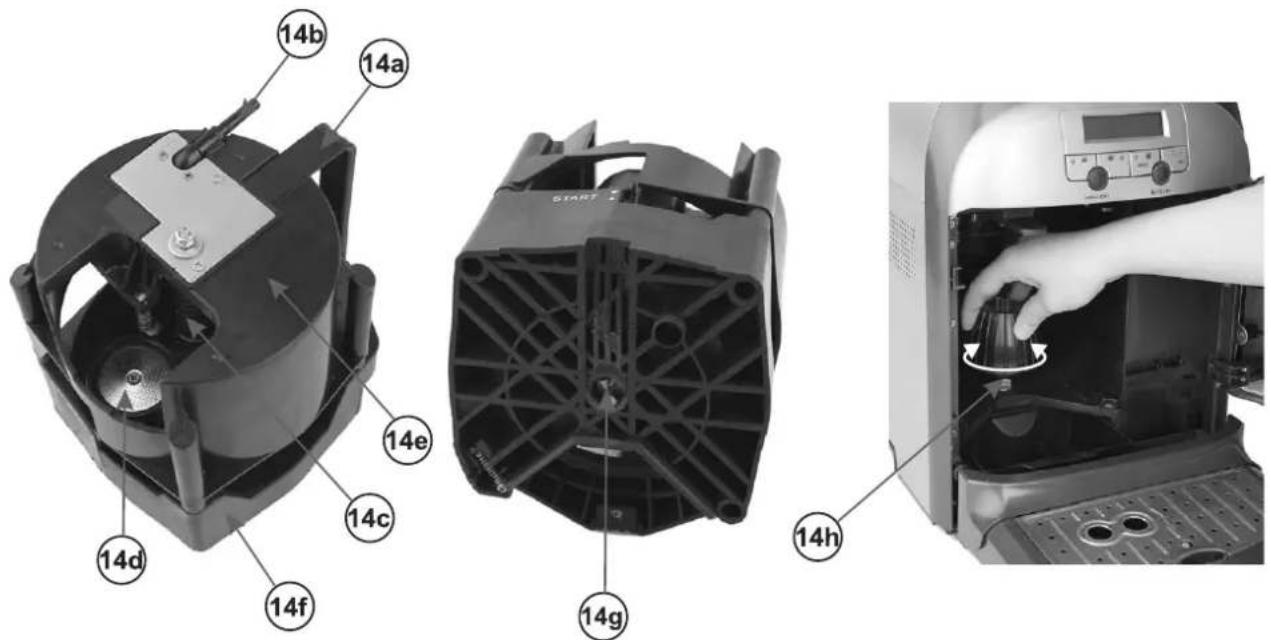 Exploded view diagram of a 14-hour appliance with labeled parts including fan, fan blade, and oven control panel.