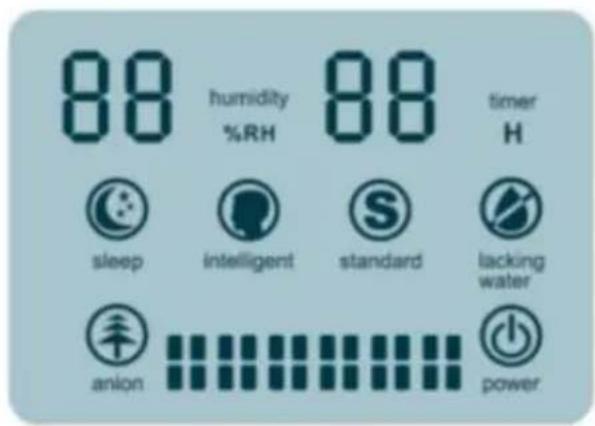 88 humidity %RH 88 timer H sleep intelligent standard lacking water anion power