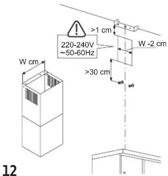 W cm 220-240V ~50-60Hz >1 cm W -2 cm >30 cm 12