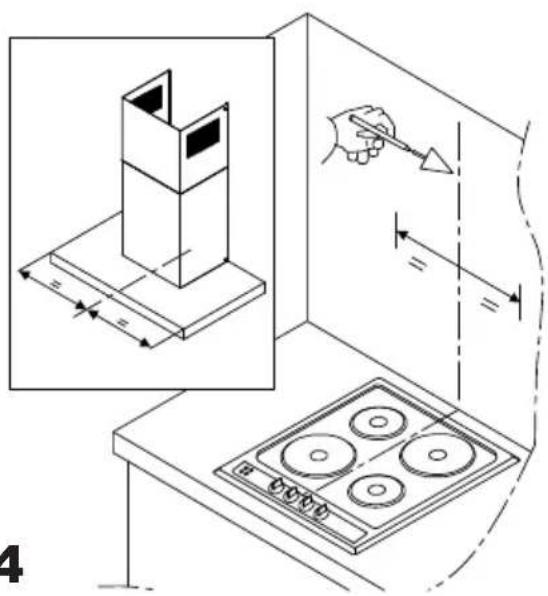 Technical diagram showing a kitchen appliance with dimensions and a hand holding a tool, including a 3D model and a 1000-inch electric stove.