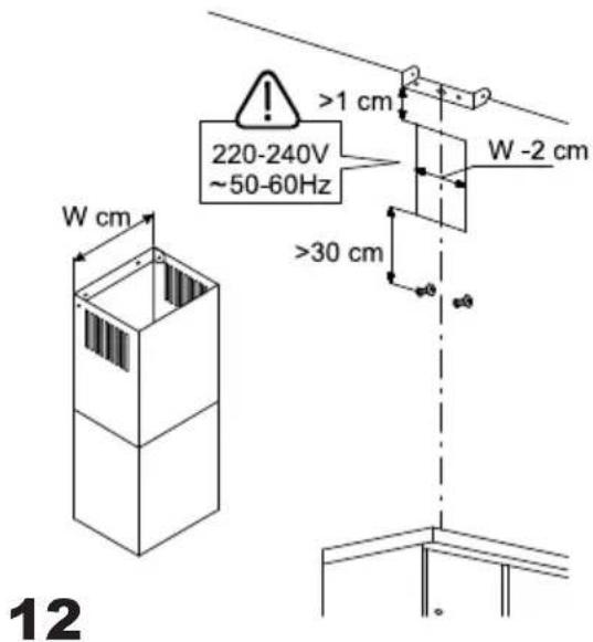 W cm 220-240V ~50-60Hz >1 cm W -2 cm >30 cm 12