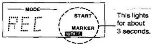 MODE PEC START MARKER WRITE This lights for about 3 seconds.
