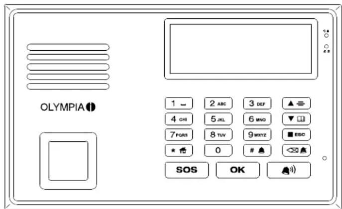 OLYMPIA 1 — 2 ABC 3 DEF ▲ 4 GH 5 JL 6 MNO ▼ 7 PQRS 8 TUV 9 WXYZ ■ ESC ★ 🏠 0 # ▲ ◇ SOS OK 📄)