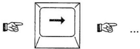Diagram showing a hand pointing to a box with an arrow, followed by another hand pointing to the other.