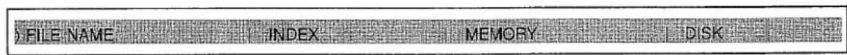 FILE NAME INDEX MEMORY DISK