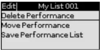 Edit My List 001 Delete Performance Move Performance Save Performance List