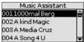 Music Assistant 0011000mal Berg 002 A kind Magic 003 A Media Cruz 004 A Song 4 U