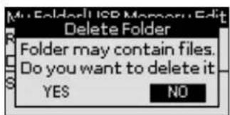 Delete Folder Folder may contain files. Do you want to delete it YES NO