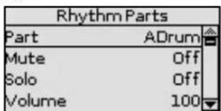 Rhythm Parts Part ADrum Mute Off Solo Off Volume 100
