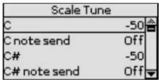 Scale Tune C -50 C note send Off C# -50 C# note send Off