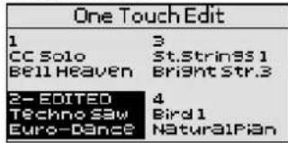 One Touch Edit 1 3 CC Solo St.Strings$1 Bell Heaven Bright Str.3 2- EDITED 4 Techno Saw Bird1 Euro-Dance NaturalPian