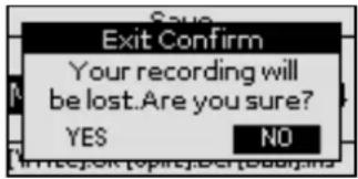 Exit Confirm Your recording will be lost.Are you sure? YES NO