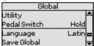 Global Utility Pedal Switch Hold Language Latin Save Global