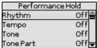 Performance Hold Rhythm Off Tempo Off Tone Off Tone Part Off