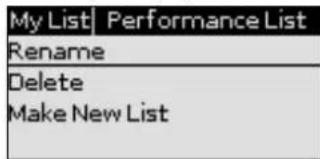 My List | Performance List Rename Delete Make New List