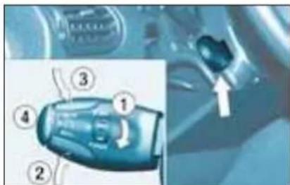 Technical diagram showing a hand valve with numbered parts and an arrow indicating direction, likely from an automotive or mechanical assembly context.