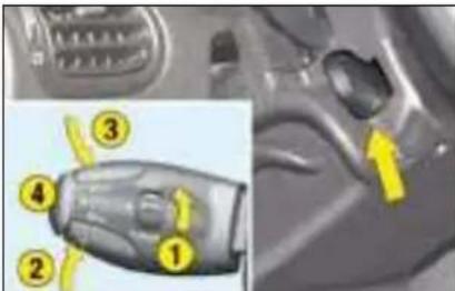 Technical diagram showing a car interior with numbered components and highlighted parts, likely for assembly or maintenance instructions.