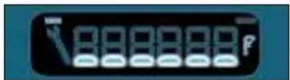 Digital display panel with Chinese characters and numeric keypad, showing a hand gesture and five buttons.