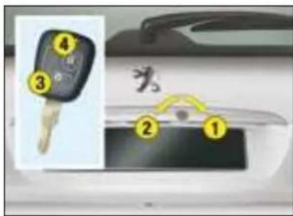 Diagram showing a key inserted into a car's key with numbered parts and Chinese character '头' (head) on the device.