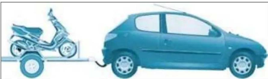 Side-by-side illustration of a scooter and a car, both connected by a ramp (no text or symbols)