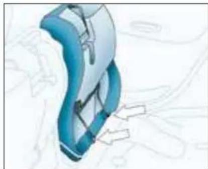 Illustration of a blue ergonomic device with control panel and directional arrows (no text or symbols)