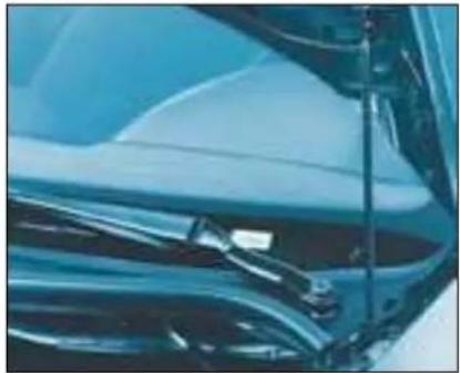 Close-up of a car's front window and side door panel, showing blue trim and white panels (no text or symbols visible)