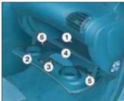 Labeled diagram of a mechanical or electrical component with numbered parts 1 through 6