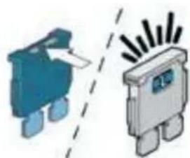 Illustration of two electronic components with a dashed line indicating interaction (no text or symbols)
