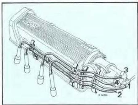 Technical diagram of a heat exchanger with labeled components and wiring connections