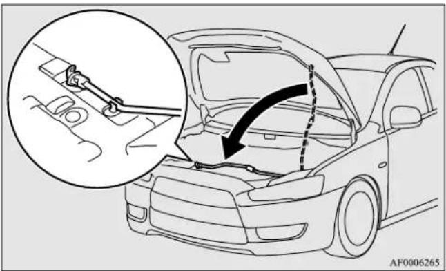 Diagram showing car head assembly with a magnified inset highlighting the joint structure and directional arrow.