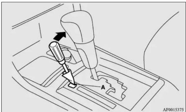MITSUBISHI Lancer Sportback (2011) - When the selector lever cannot be shifted from the "P" (PARK) position - 1