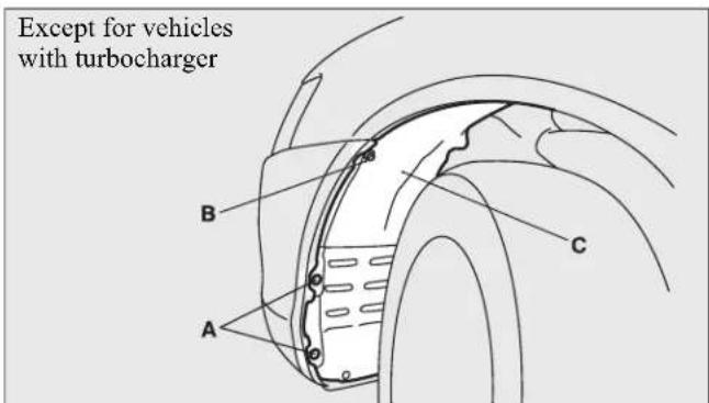 Except for vehicles with turbocharger B A C