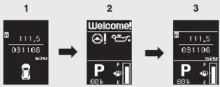 MITSUBISHI Lancer Sportback (2011) - Information screen (With ignition switch turned from "OFF" to "ON" position) - 1