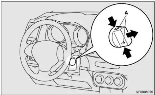 MITSUBISHI Lancer Sportback (2011) - To turn from "LOCK" to "ACC" - 1