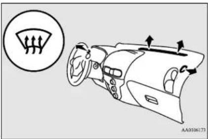 Diagram showing car air intake control with directional arrows and a circular indicator for traffic flow