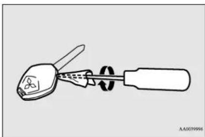 MITSUBISHI i-MiEV (2016) - Procedure for replacing the remote control transmitter battery - 1