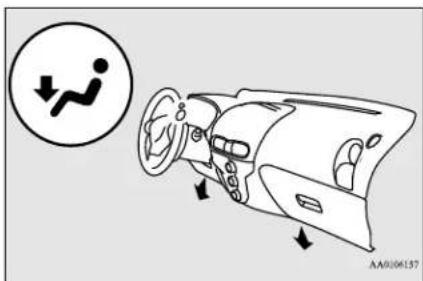 Diagram illustrating car safety warning with a circular icon showing a person walking and a clockwise arrow indicating movement.