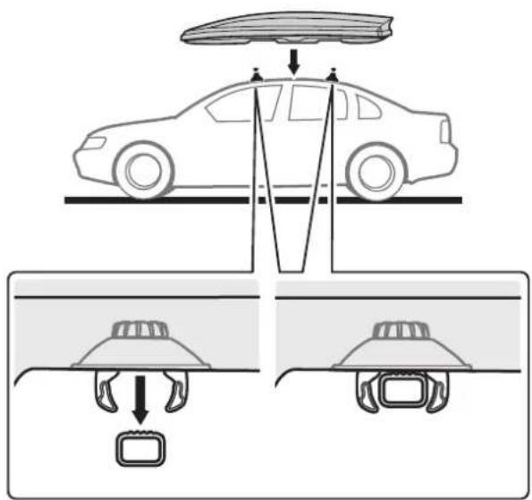 Diagram illustrating car parking roof structure with top-down view and side-view detail of a vehicle's roof opening