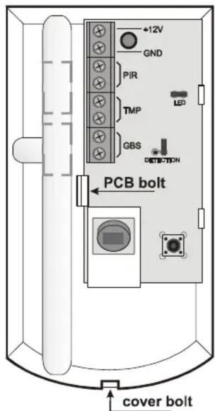 +12V GND PIR TMP GBS LED PCB bolt Determination cover bolt