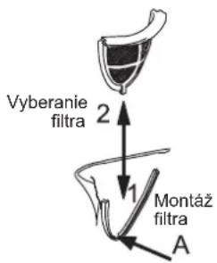 Vyberanie filtra 2 1 Montáz filtra A