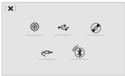 Diagram showing six distinct icons: a target, switch, gear, plug, and Bluetooth symbol, each paired with a horizontal line.