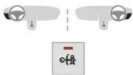 Diagram showing two car heads with a dashed line and a control panel with a red indicator (no text or symbols)