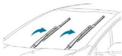 Diagram of a car's frontview showing two vertical bars with blue arrows indicating direction (no text or symbols)